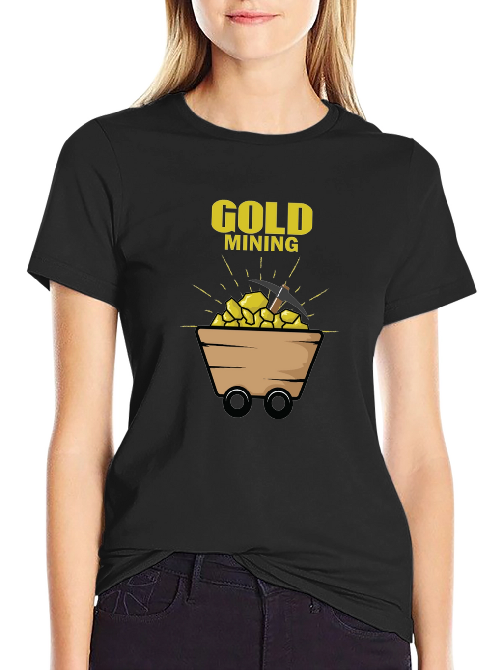 Gold Mining Graphic T-Shirt - Black