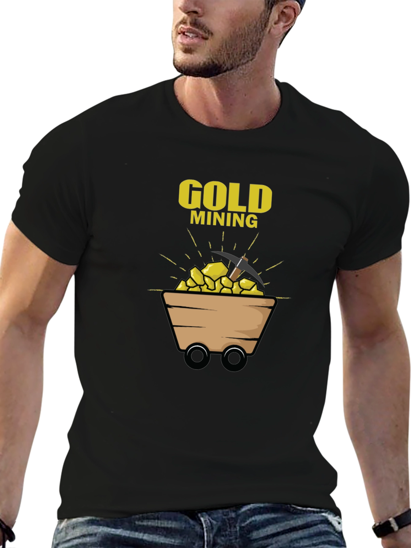 Gold Mining Graphic T-Shirt - Black