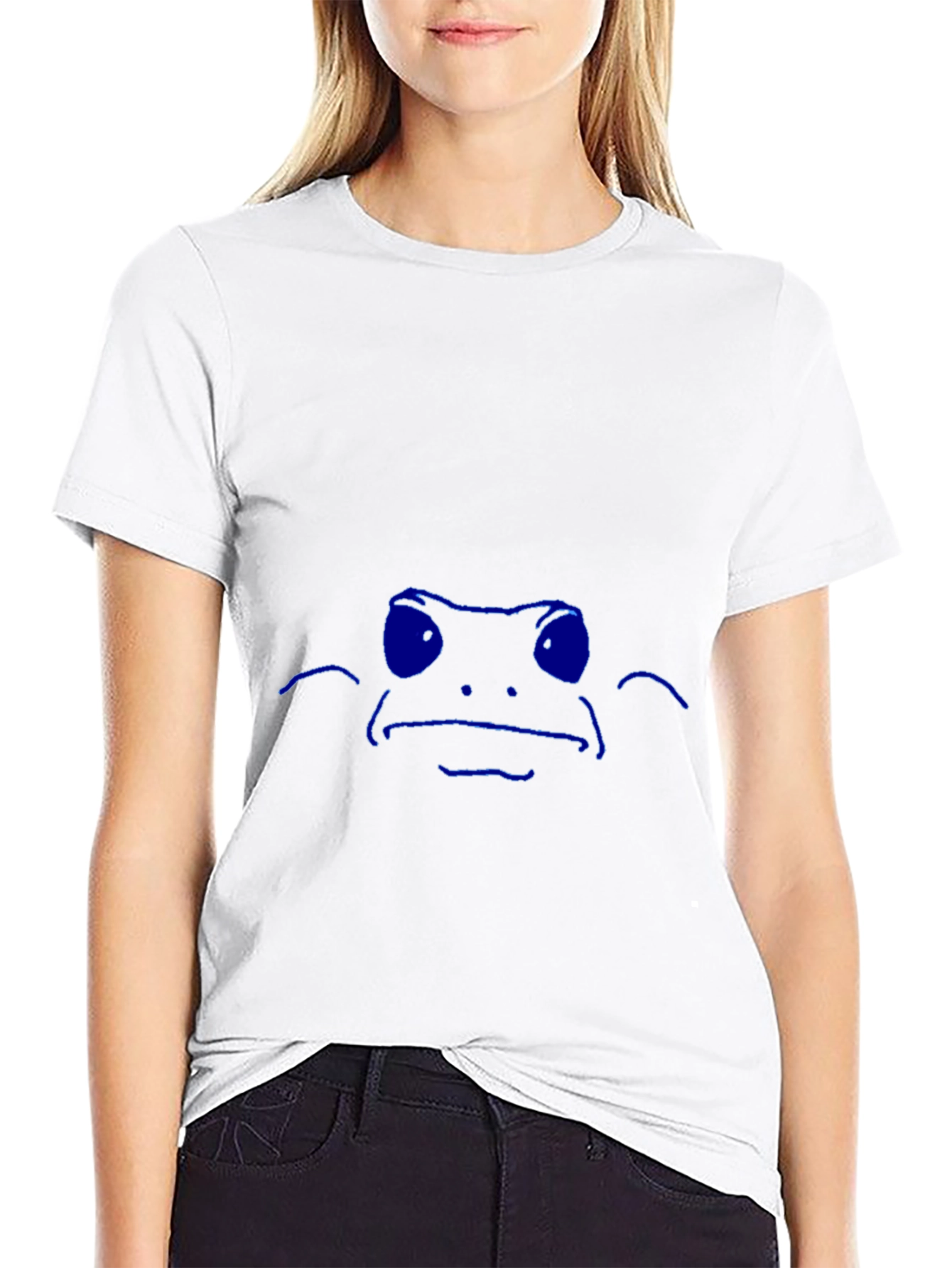 Cool Blue Frog Graphic Black T-Shirt