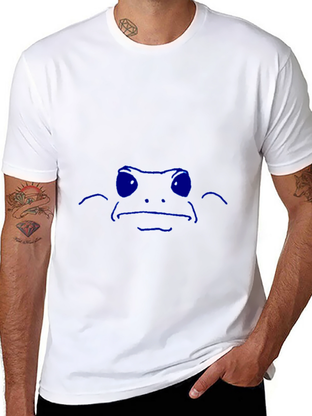 Cool Blue Frog Graphic Black T-Shirt