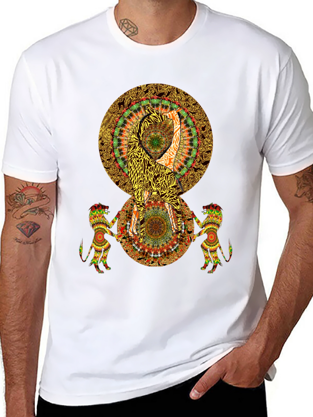 Psychedelic Mandala Print Black T-Shirt