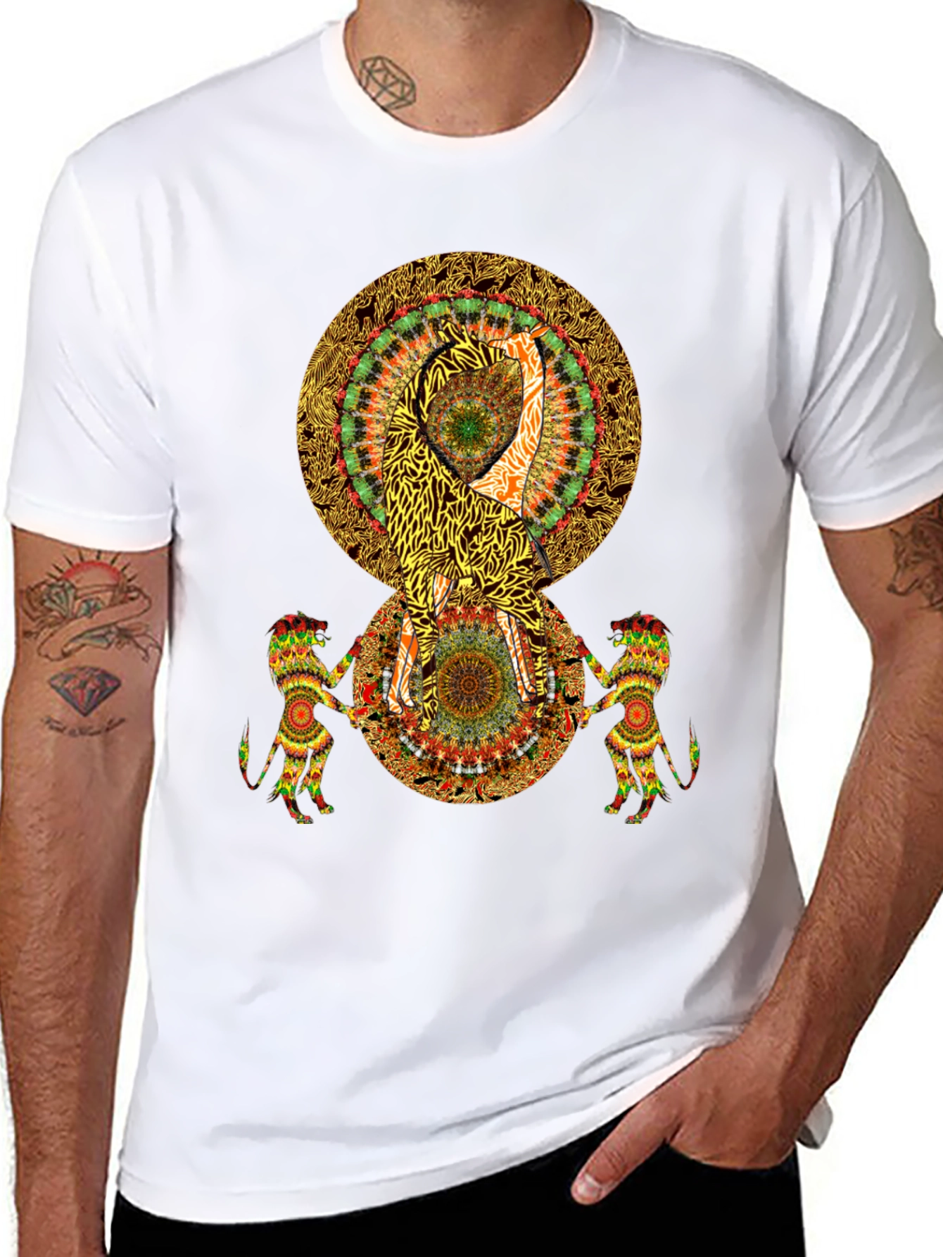 Psychedelic Mandala Print Black T-Shirt