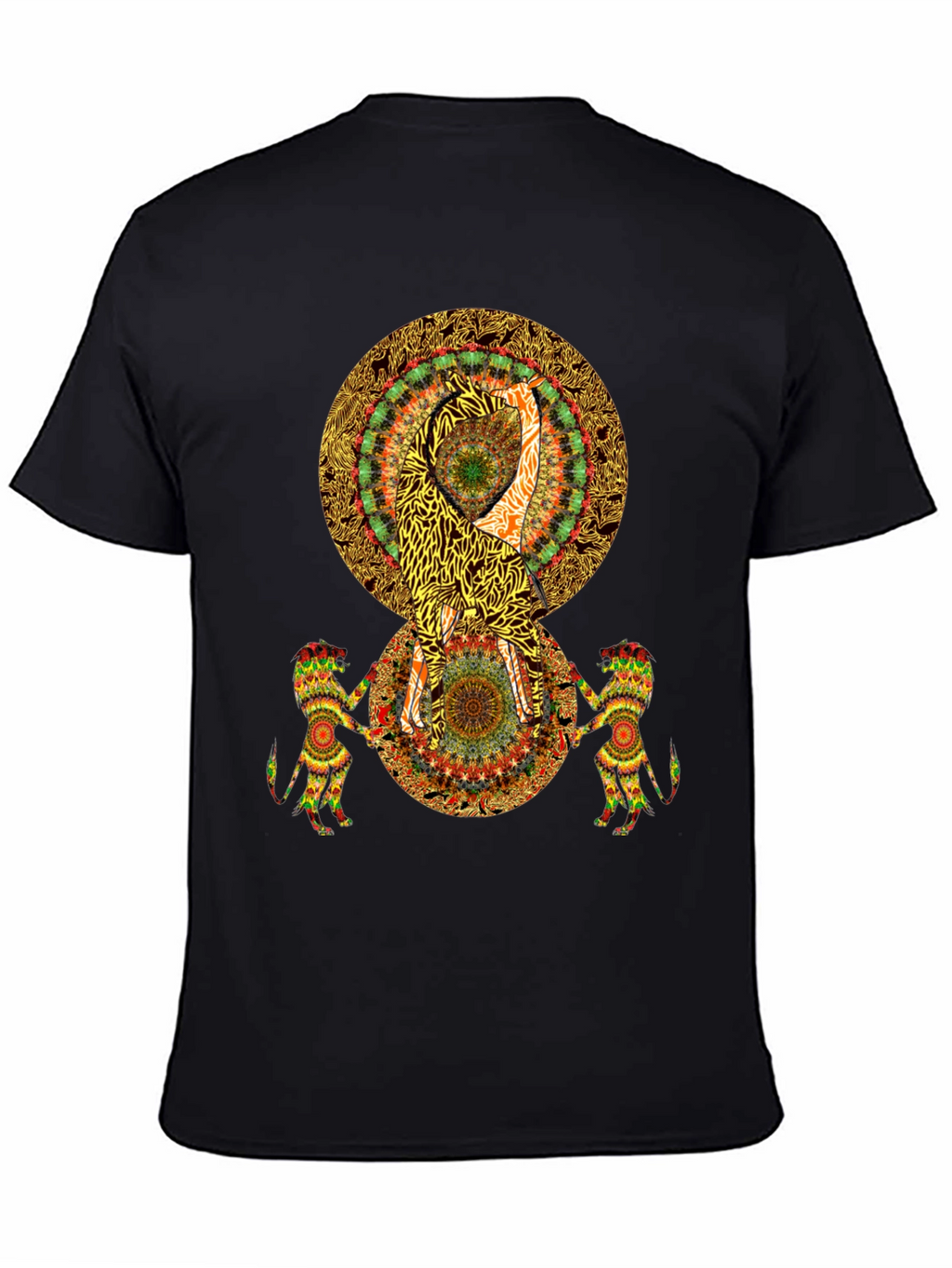 Psychedelic Mandala Print Black T-Shirt