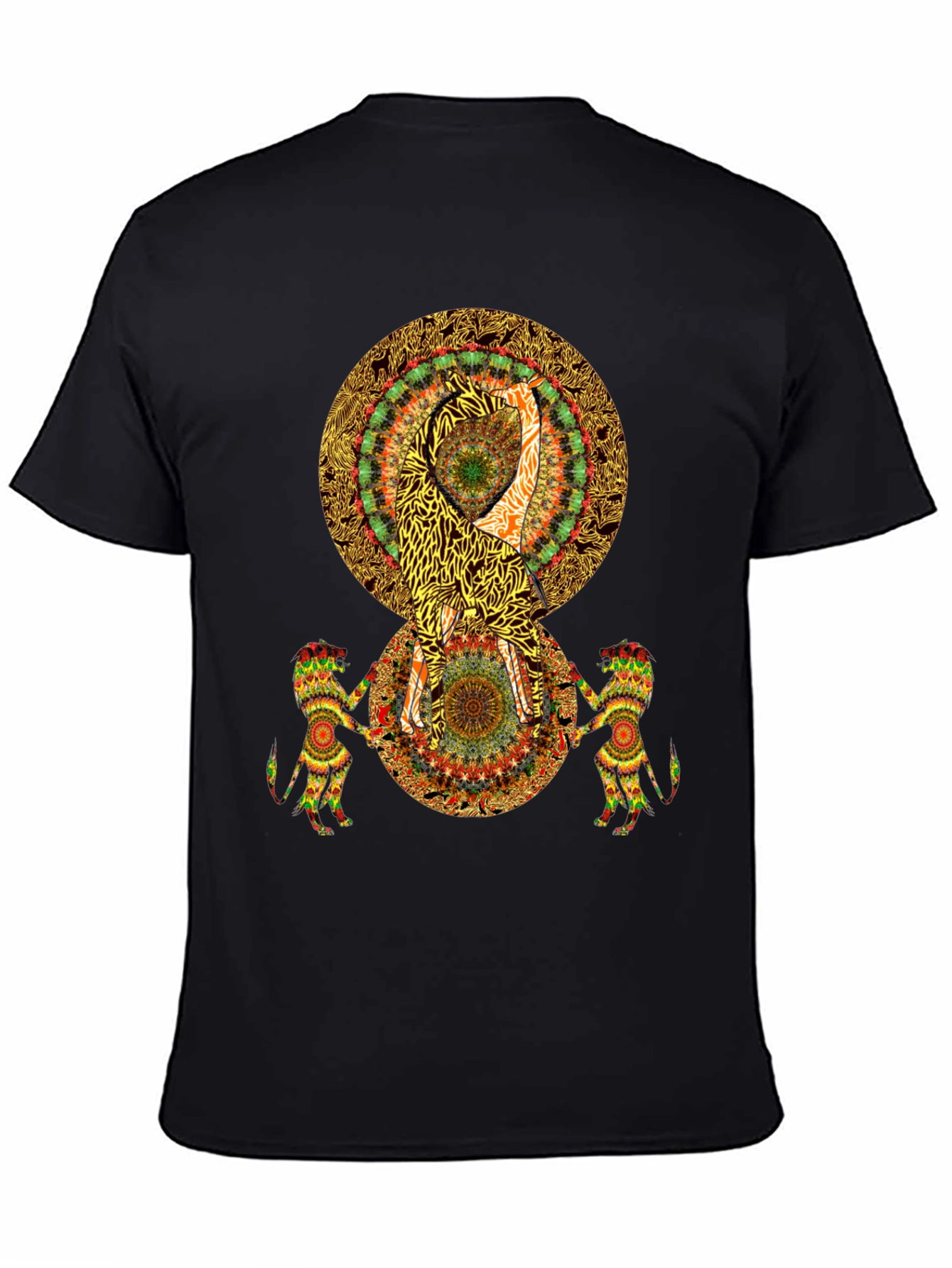 Psychedelic Mandala Print Black T-Shirt