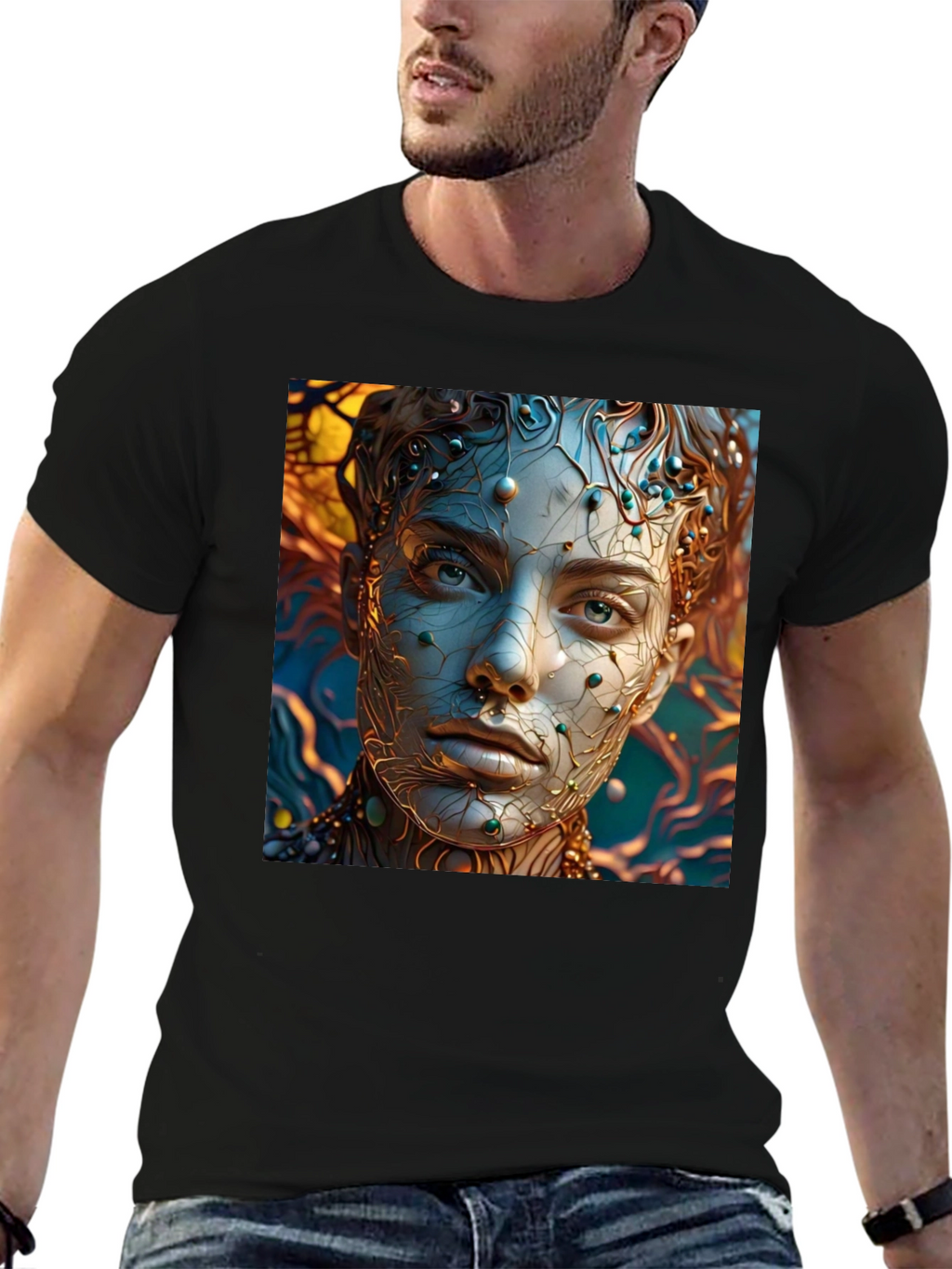 Abstract Portrait Graphic Tee - Unique Artistic Design
