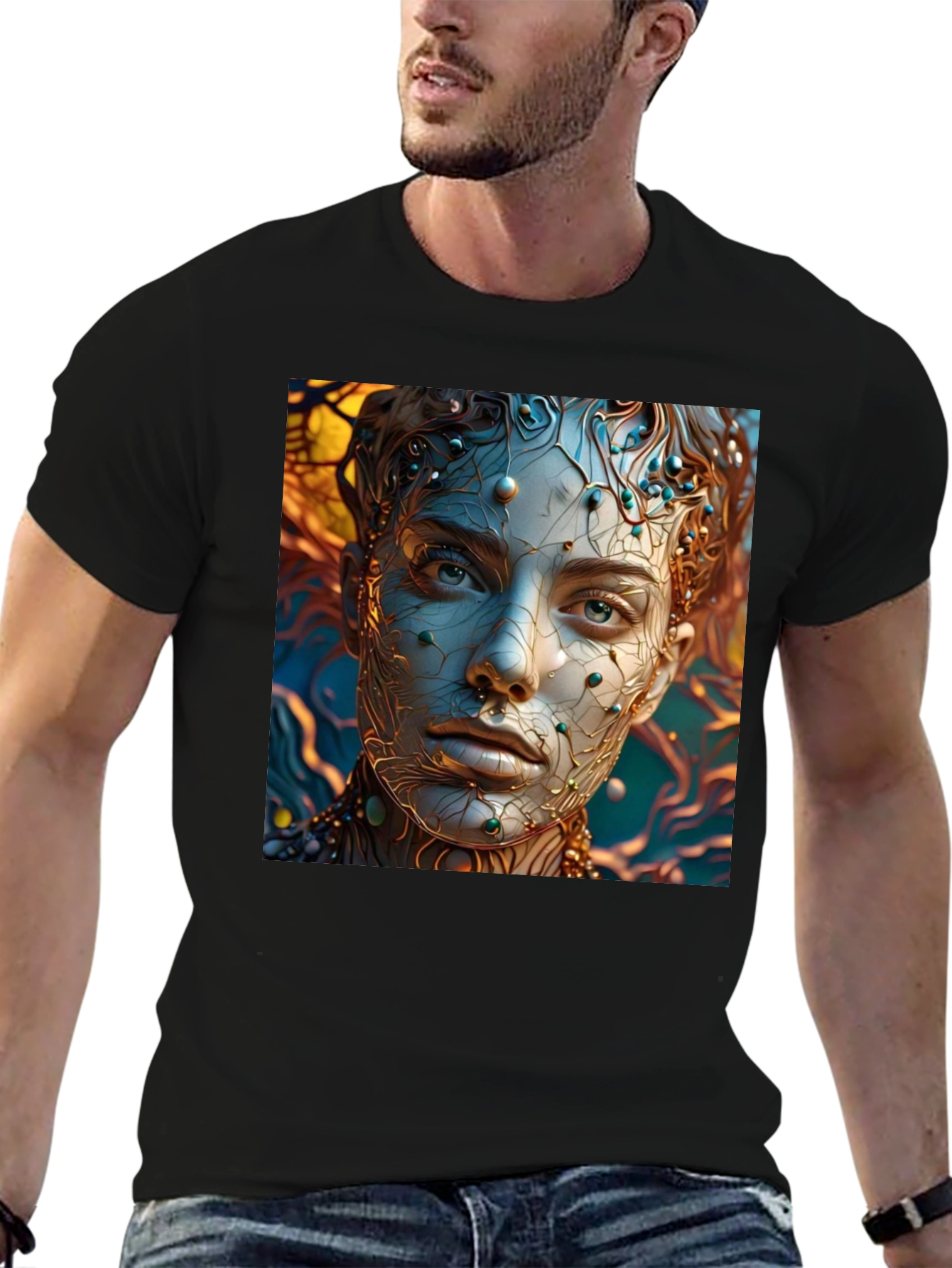 Abstract Portrait Graphic Tee - Unique Artistic Design