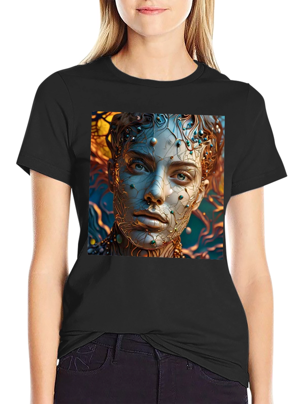 Abstract Portrait Graphic Tee - Unique Artistic Design