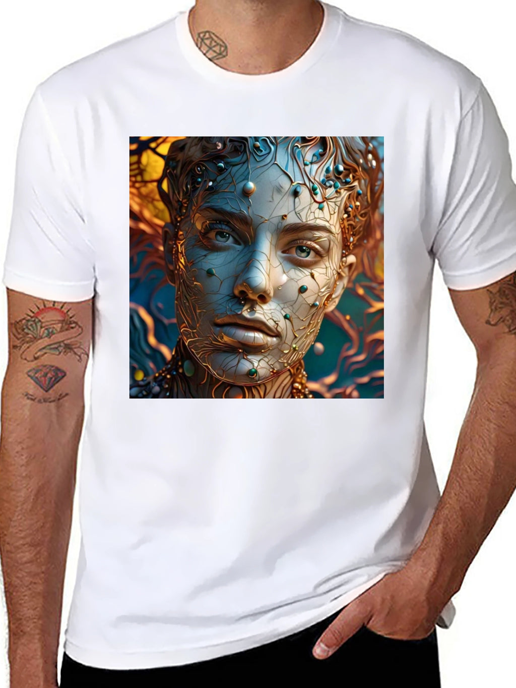Abstract Portrait Graphic Tee - Unique Artistic Design