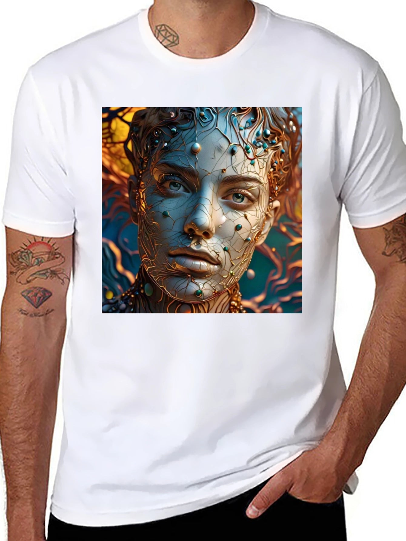 Abstract Portrait Graphic Tee - Unique Artistic Design
