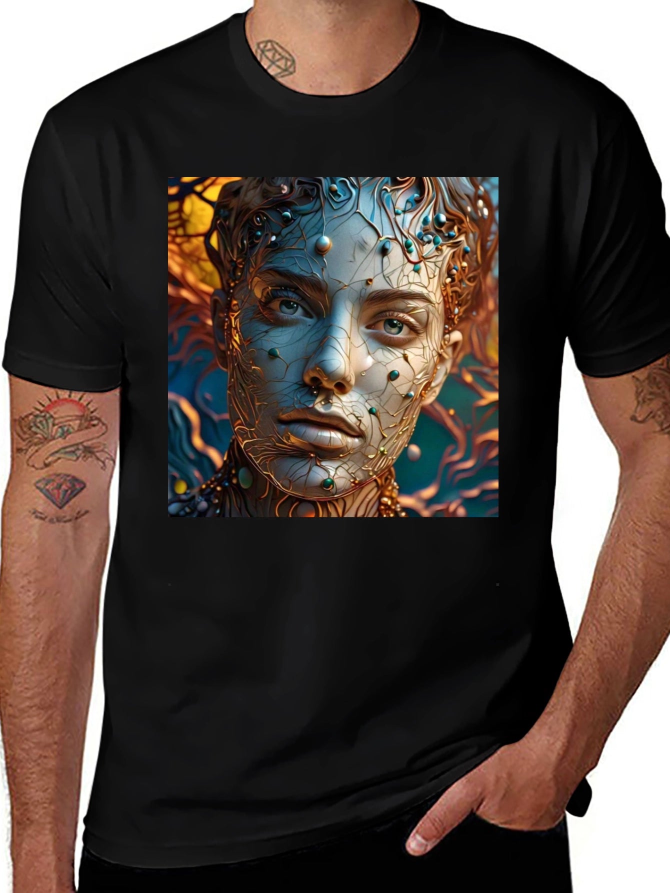 Abstract Portrait Graphic Tee - Unique Artistic Design