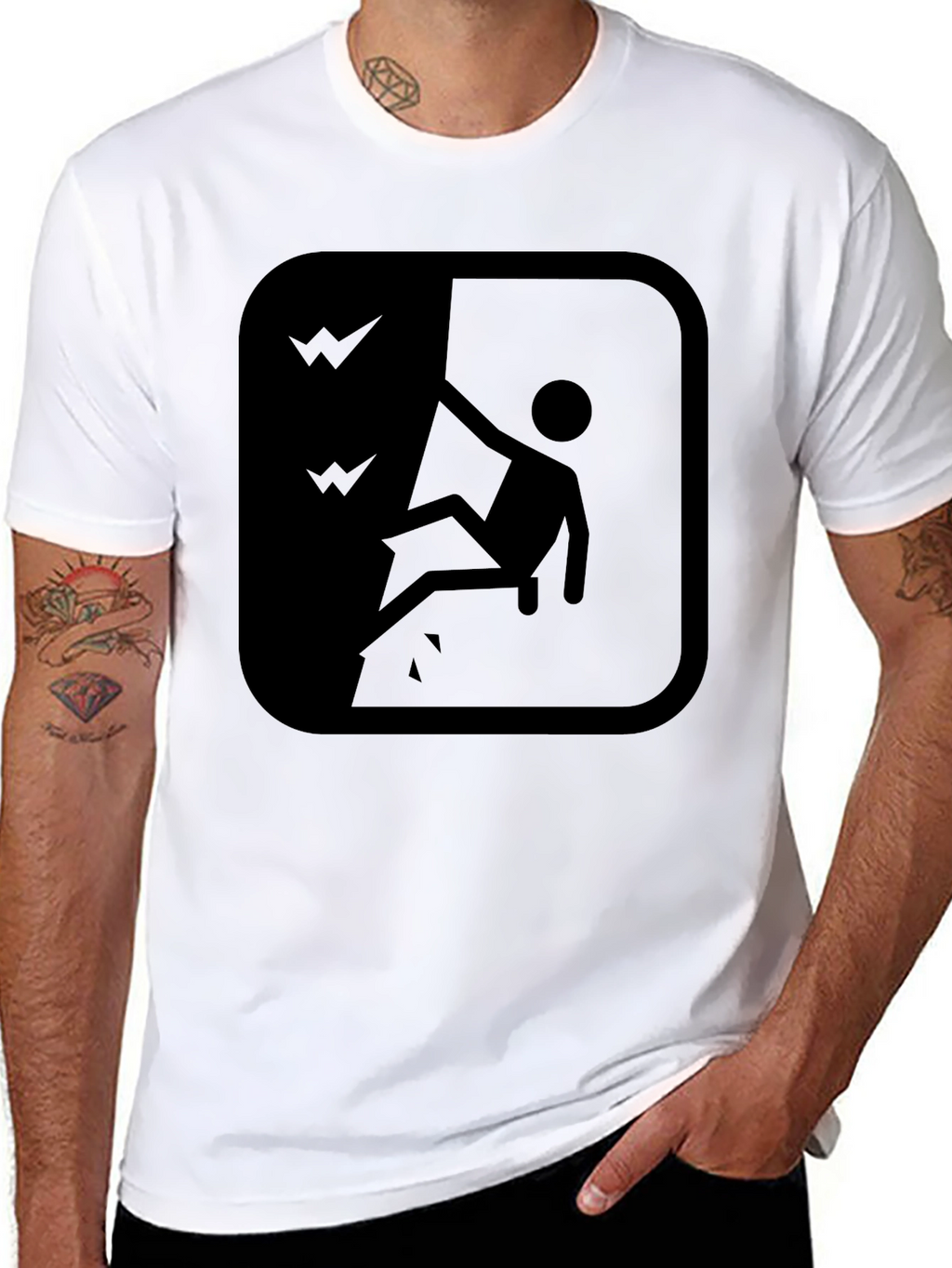 Cliff Fall Hazard Warning T-Shirt