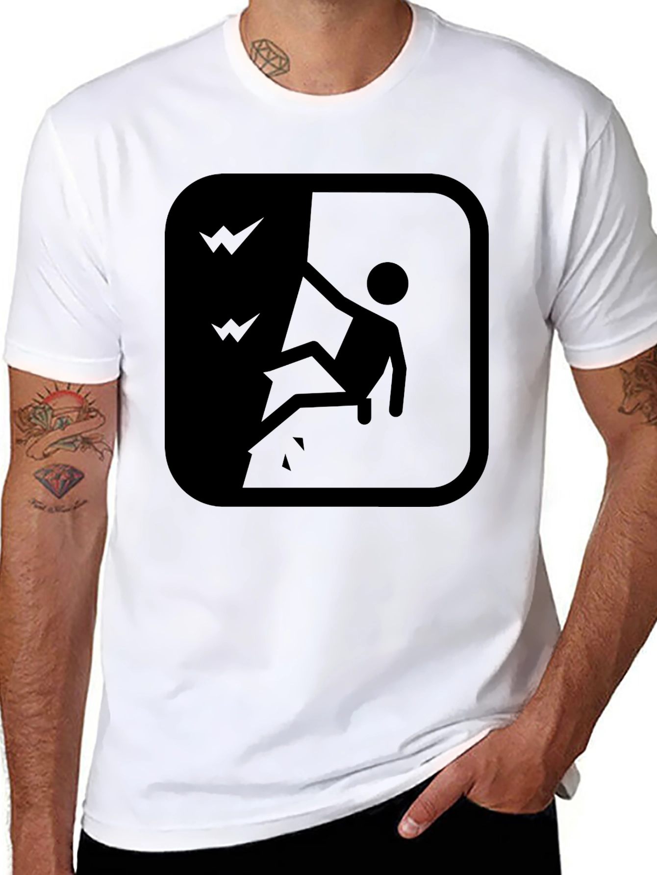 Cliff Fall Hazard Warning T-Shirt