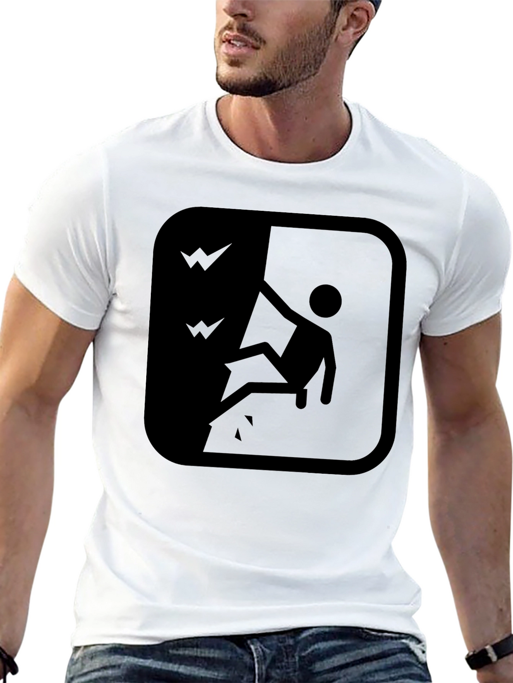 Cliff Fall Hazard Warning T-Shirt