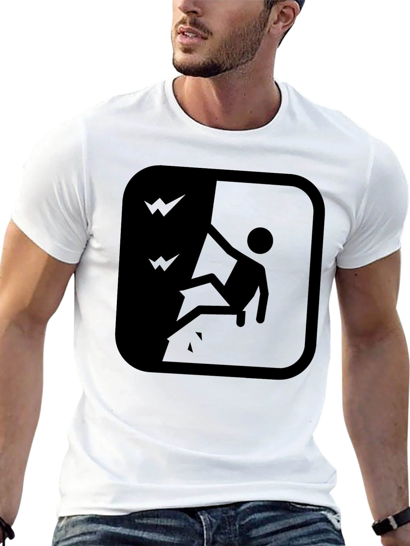 Cliff Fall Hazard Warning T-Shirt