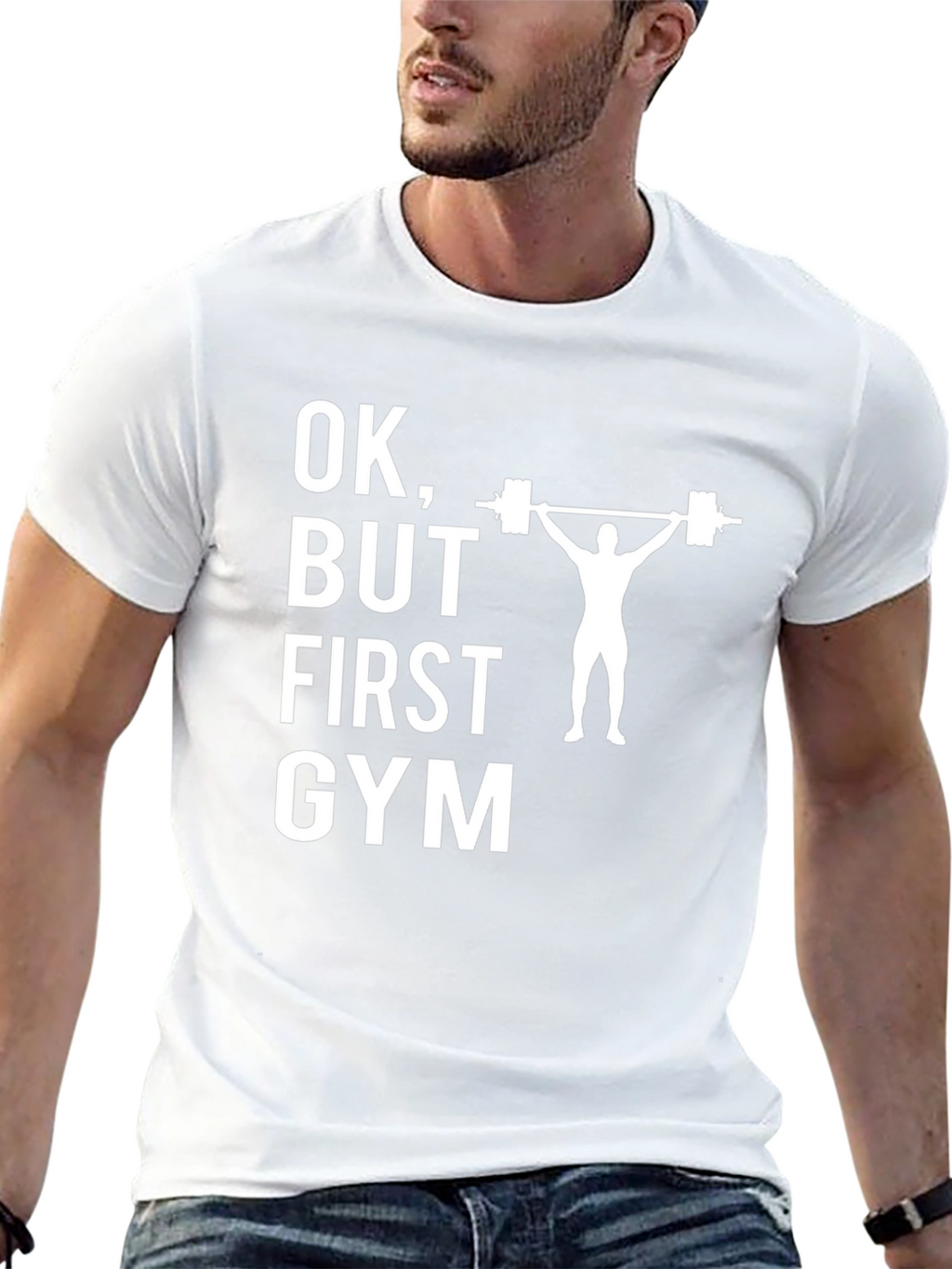 OK But First Gym Black Graphic T-Shirt