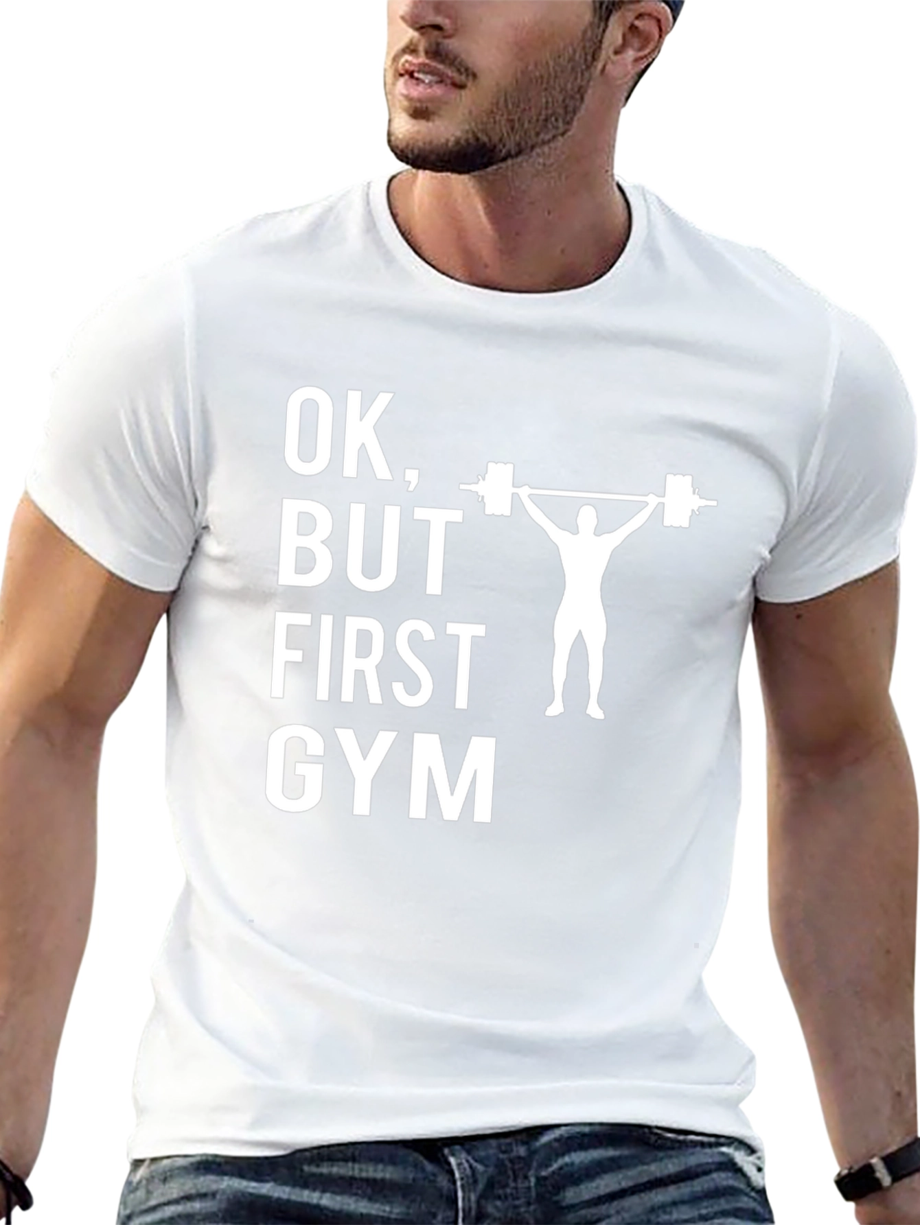 OK But First Gym Black Graphic T-Shirt