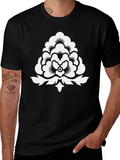 Stylish Black T-Shirt with White Floral Design