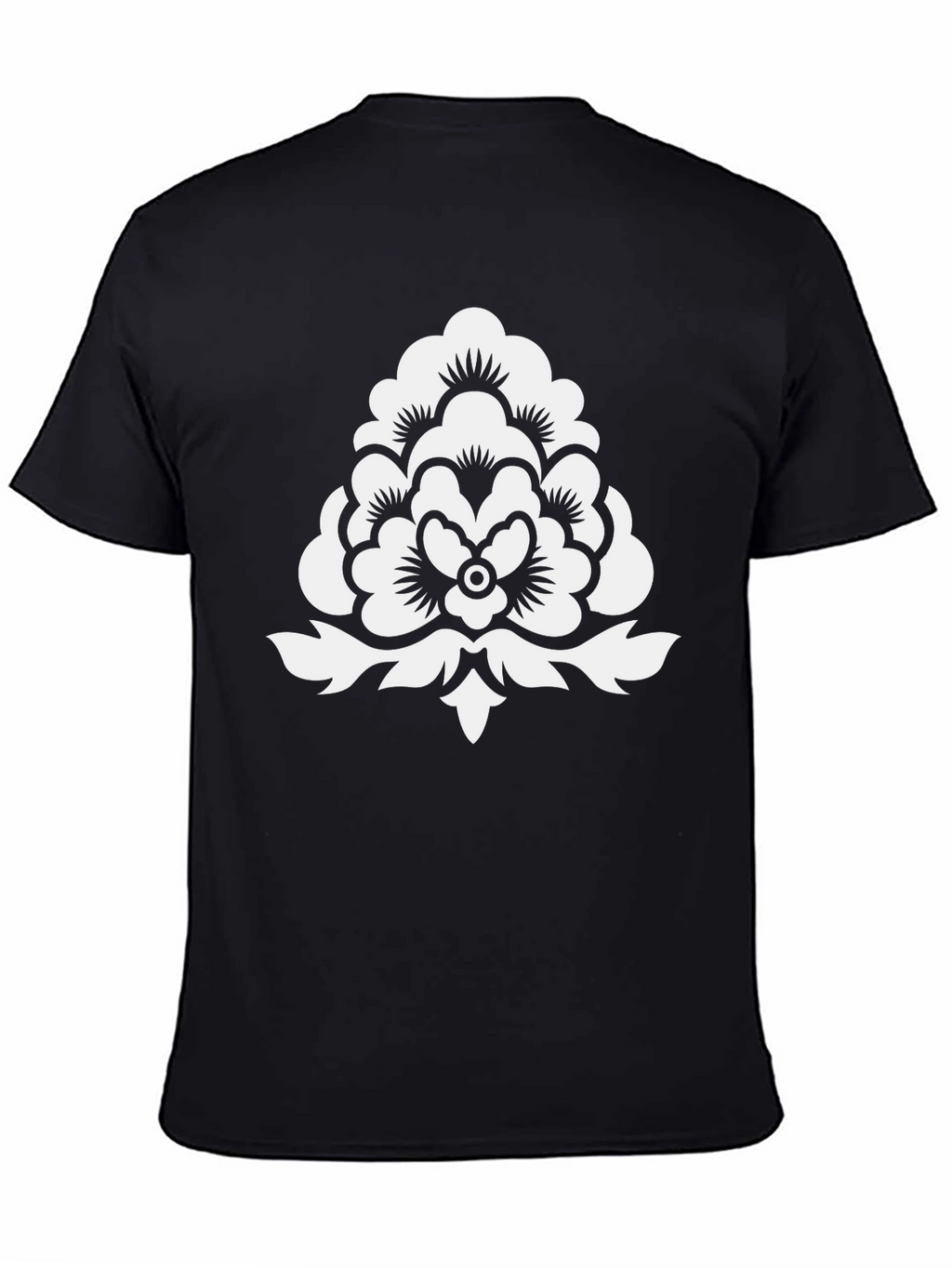 Stylish Black T-Shirt with White Floral Design