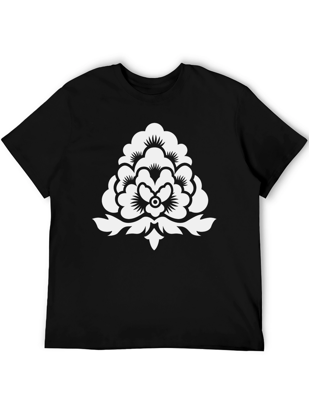 Stylish Black T-Shirt with White Floral Design