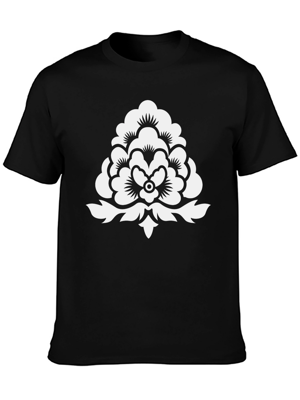 Stylish Black T-Shirt with White Floral Design