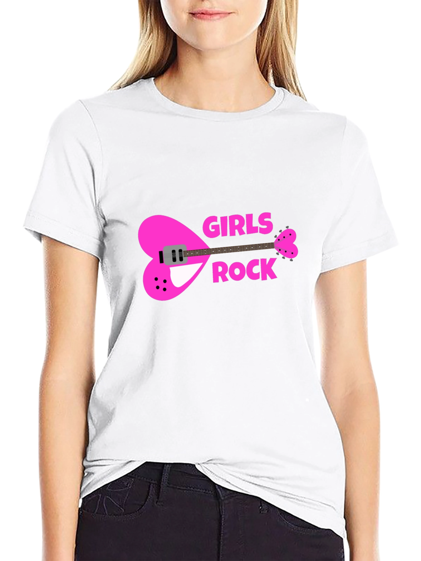 Girls Rock Heart Guitar T-Shirt