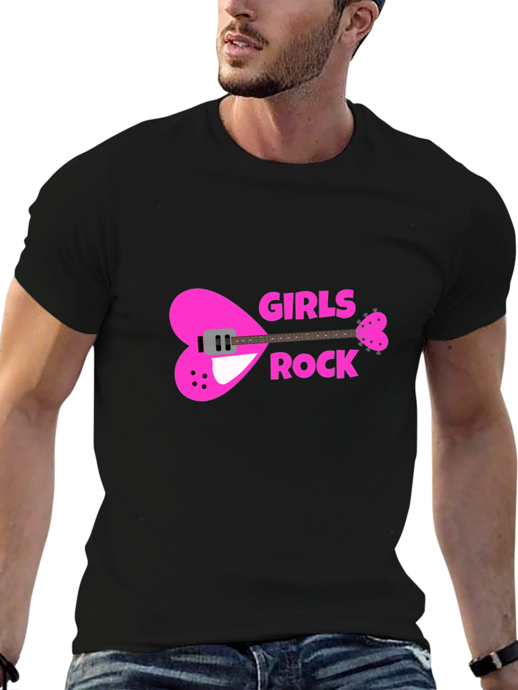 Girls Rock Heart Guitar T-Shirt