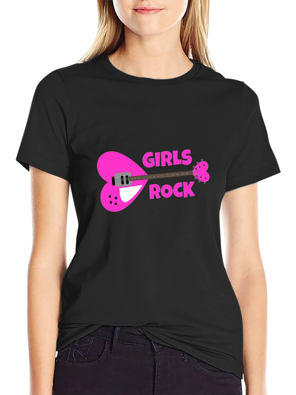 Girls Rock Heart Guitar T-Shirt