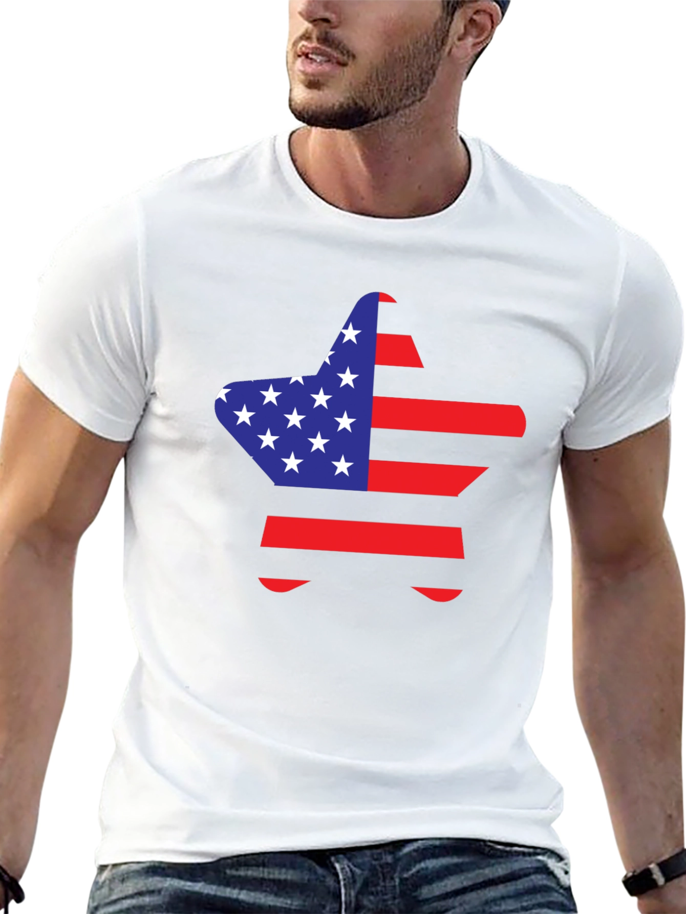 American Flag Star Graphic T-Shirt
