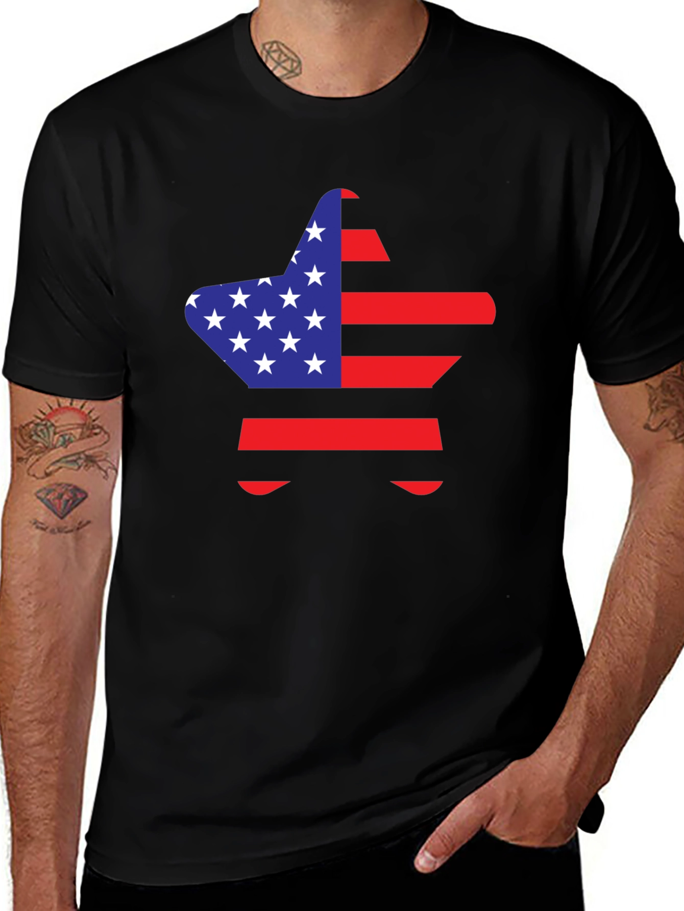 American Flag Star Graphic T-Shirt