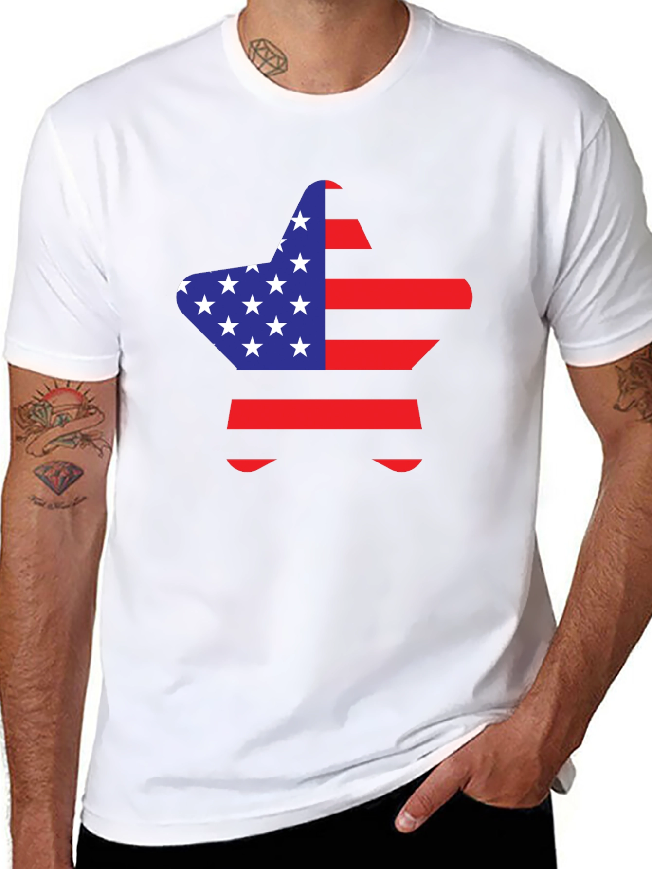 American Flag Star Graphic T-Shirt