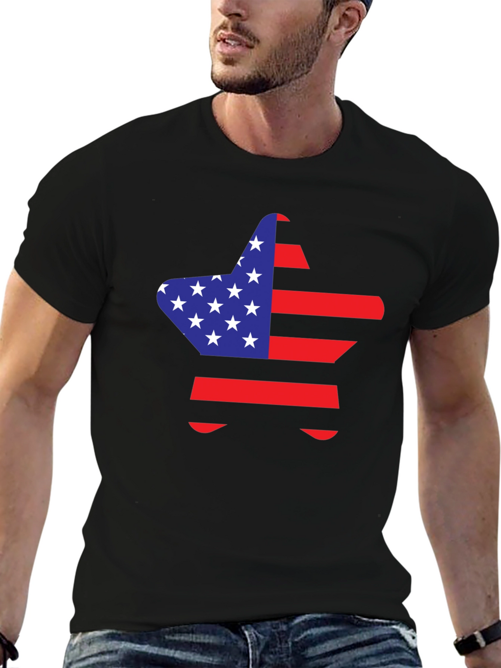 American Flag Star Graphic T-Shirt