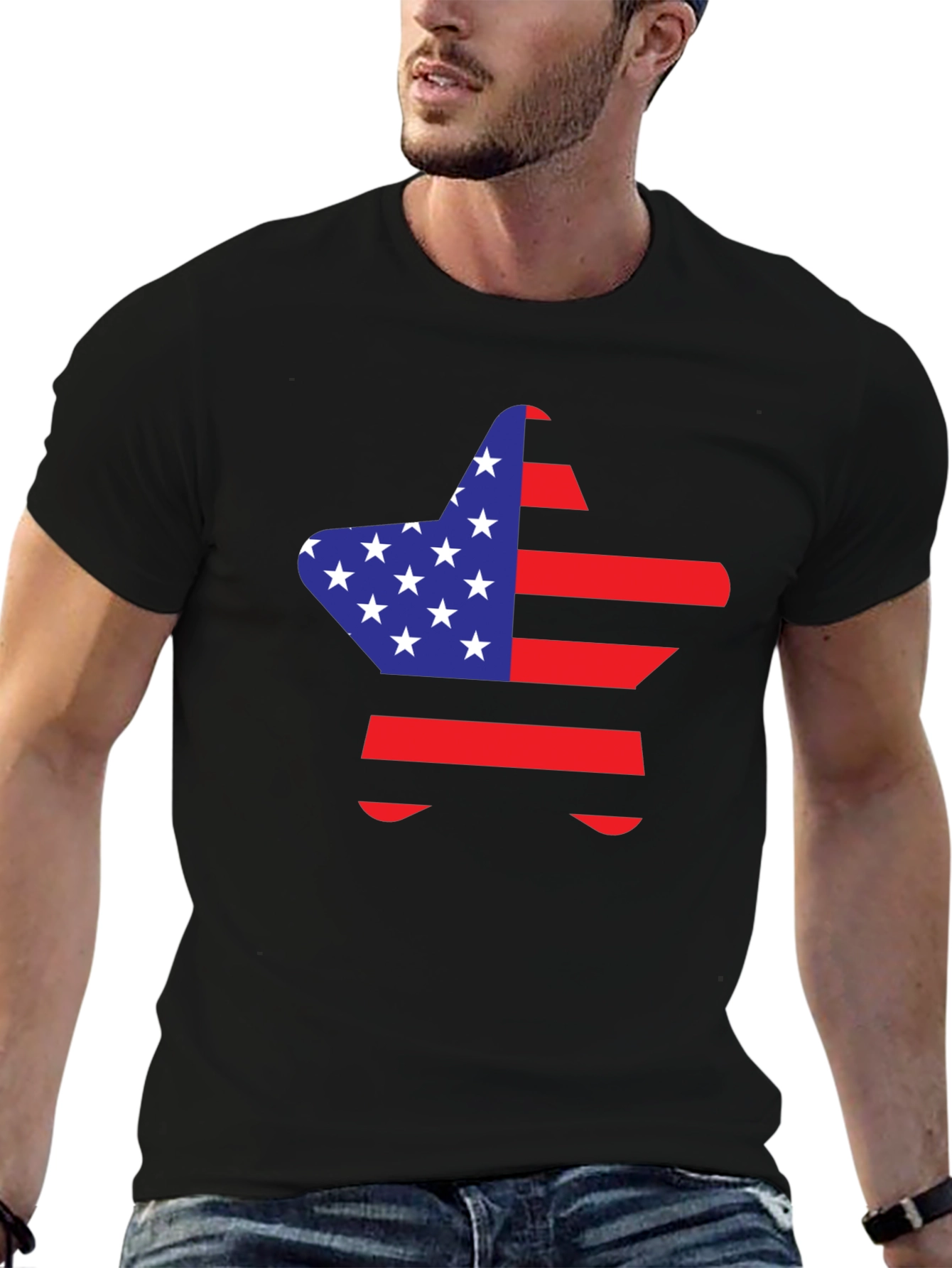 American Flag Star Graphic T-Shirt