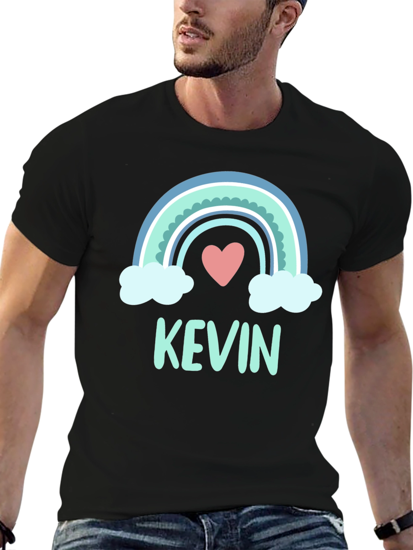 Personalized Kevin Rainbow Heart T-Shirt