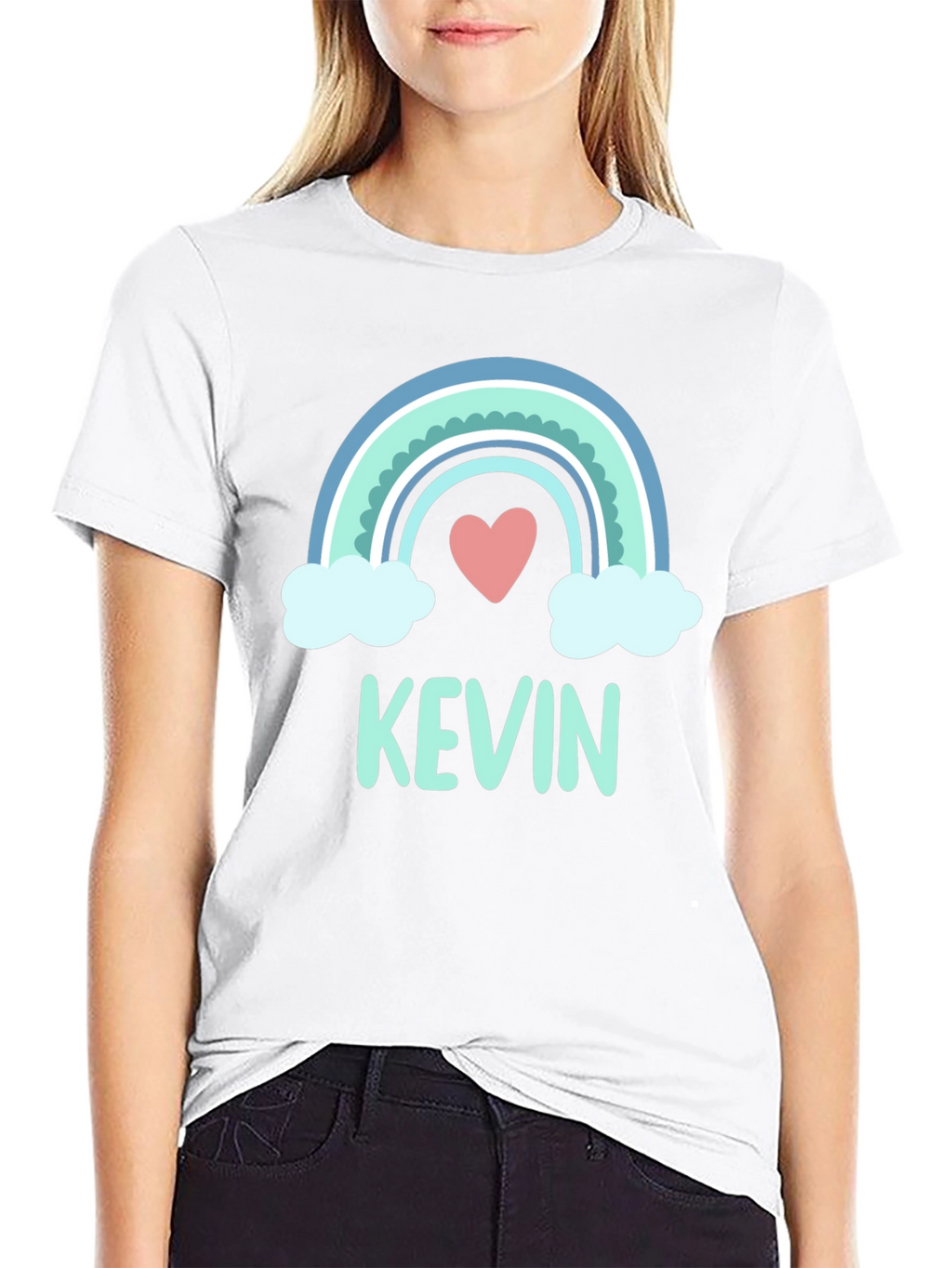 Personalized Kevin Rainbow Heart T-Shirt