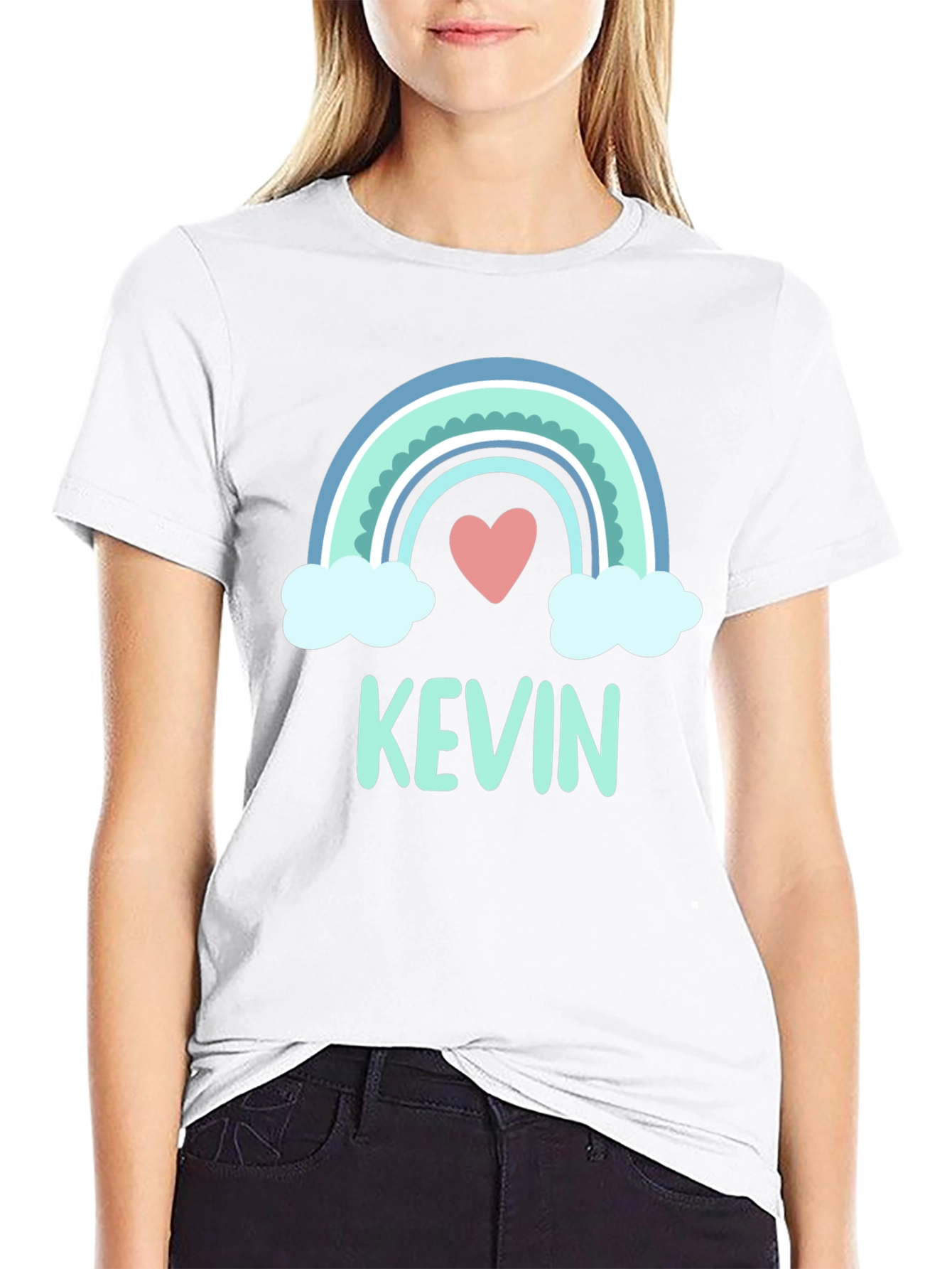 Personalized Kevin Rainbow Heart T-Shirt
