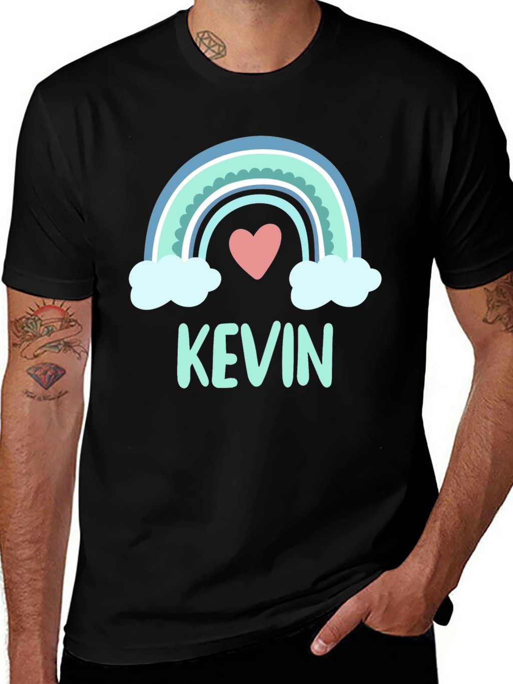 Personalized Kevin Rainbow Heart T-Shirt