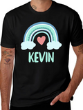 Personalized Kevin Rainbow Heart T-Shirt
