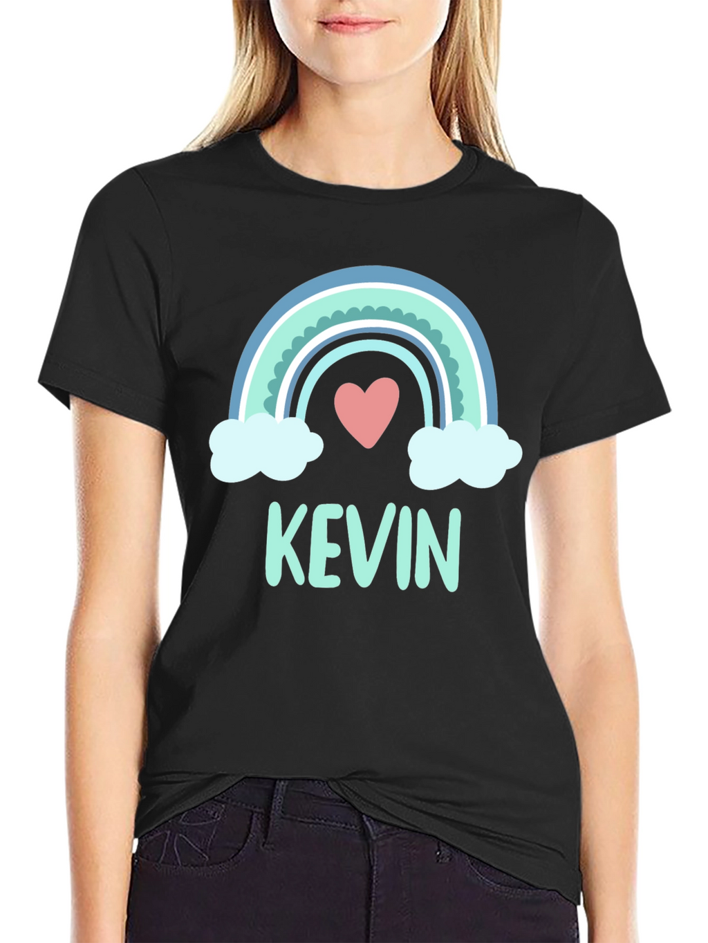 Personalized Kevin Rainbow Heart T-Shirt