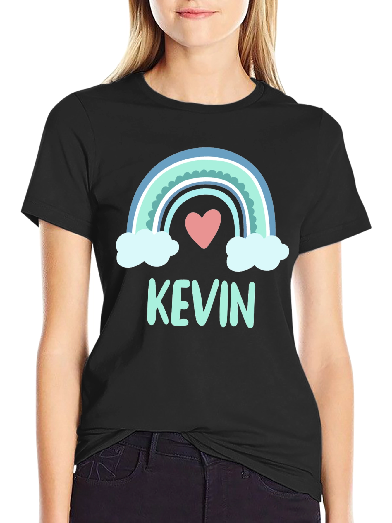 Personalized Kevin Rainbow Heart T-Shirt