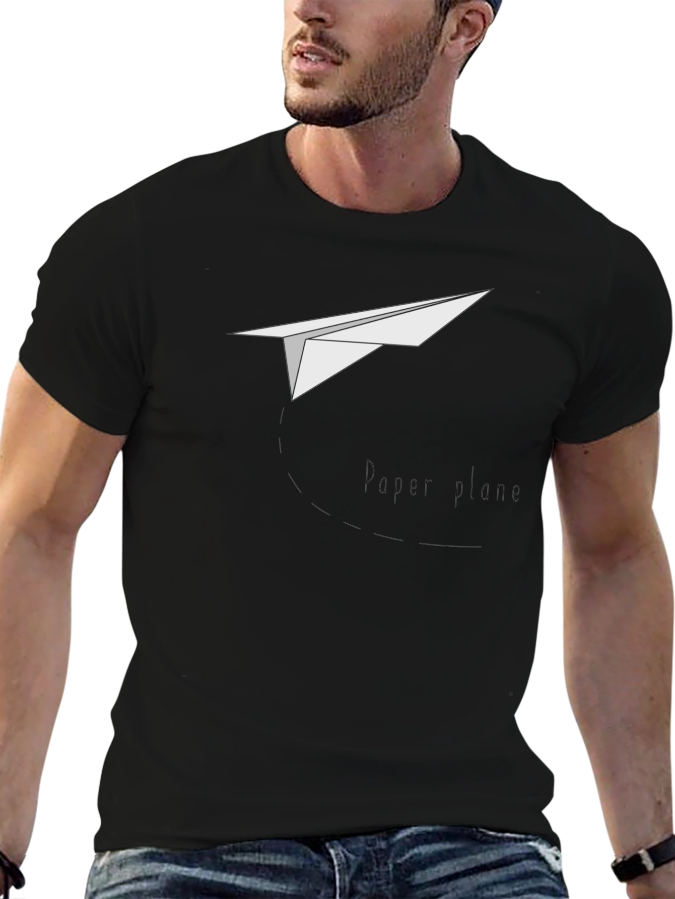 Paper Plane Graphic T-Shirt - Classic Crew Neck