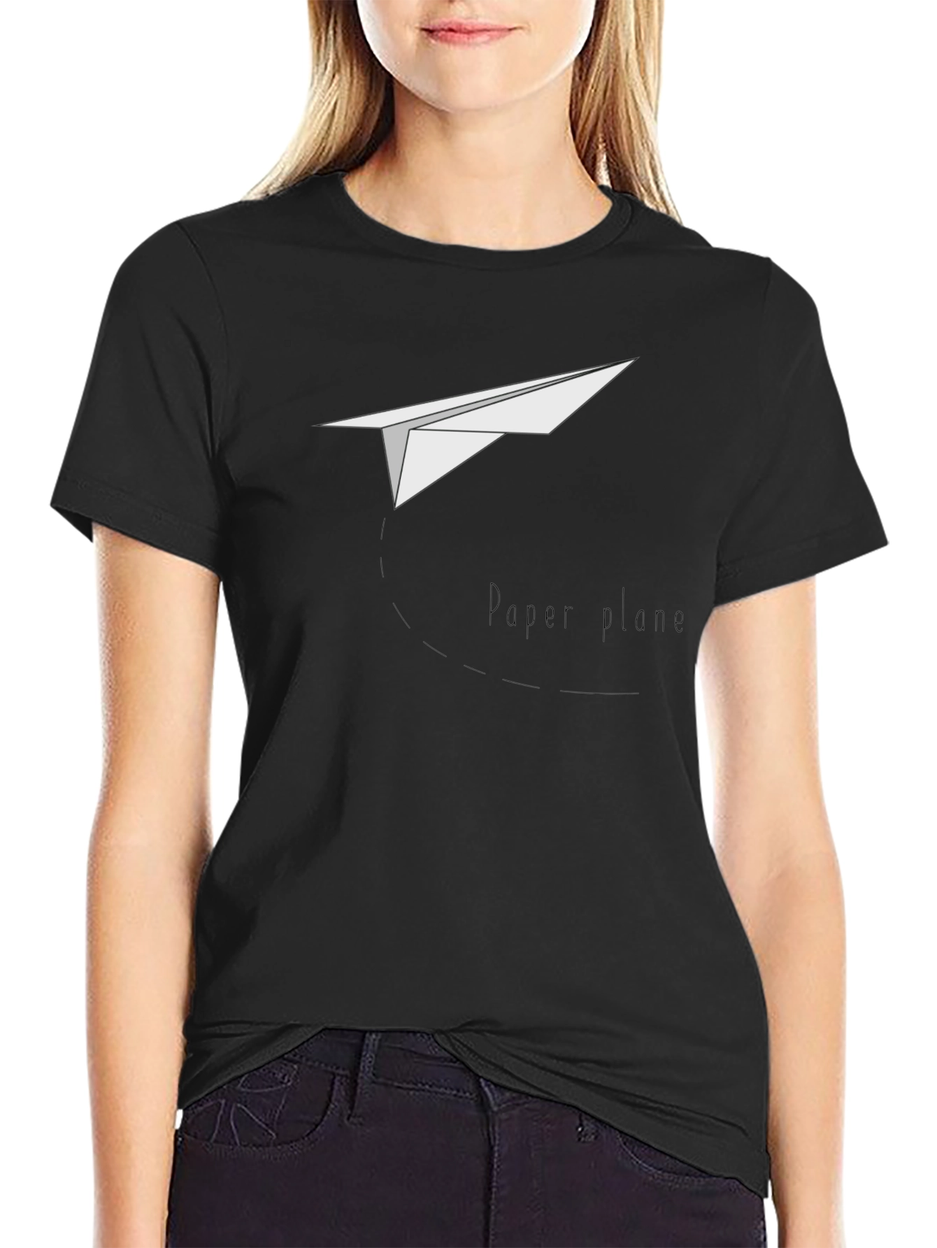 Paper Plane Graphic T-Shirt - Classic Crew Neck