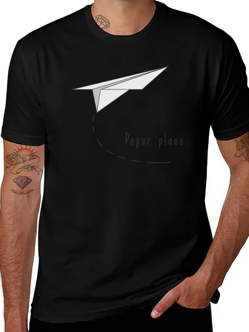 Paper Plane Graphic T-Shirt - Classic Crew Neck