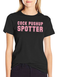 Cock Pushup Spotter Adult Humor Novelty Graphic T-Shirt