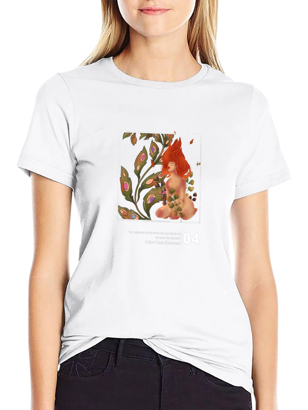 Artistic Graphic T-Shirt - Eye Plant and Red-Haired Muse