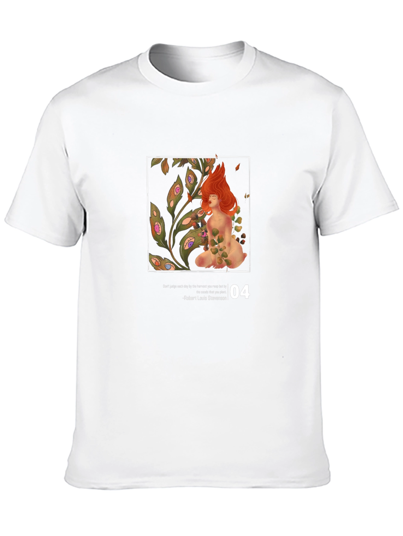 Artistic Graphic T-Shirt - Eye Plant and Red-Haired Muse