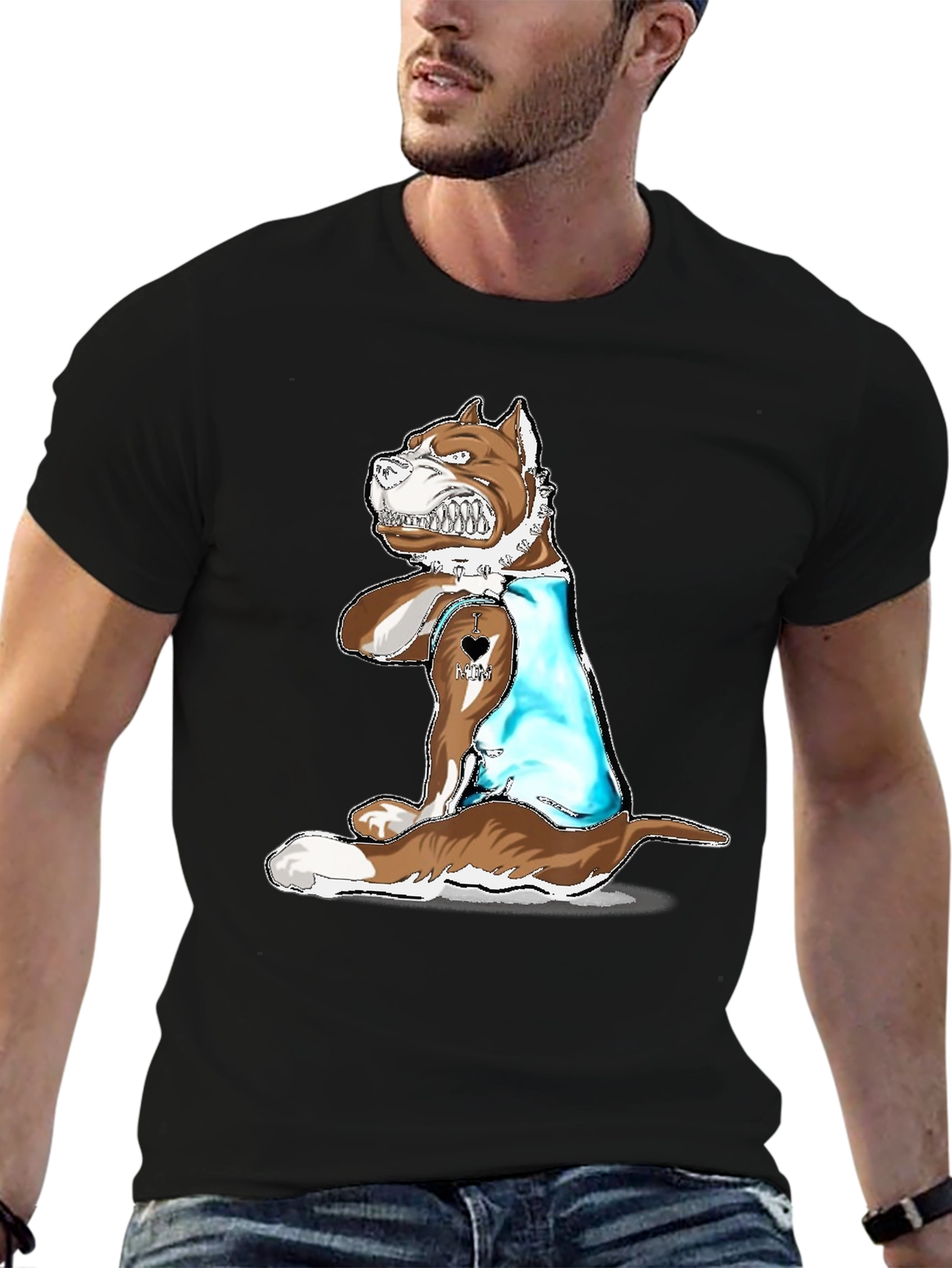Dog Lover T-Shirt - I Love Mom Tattoo