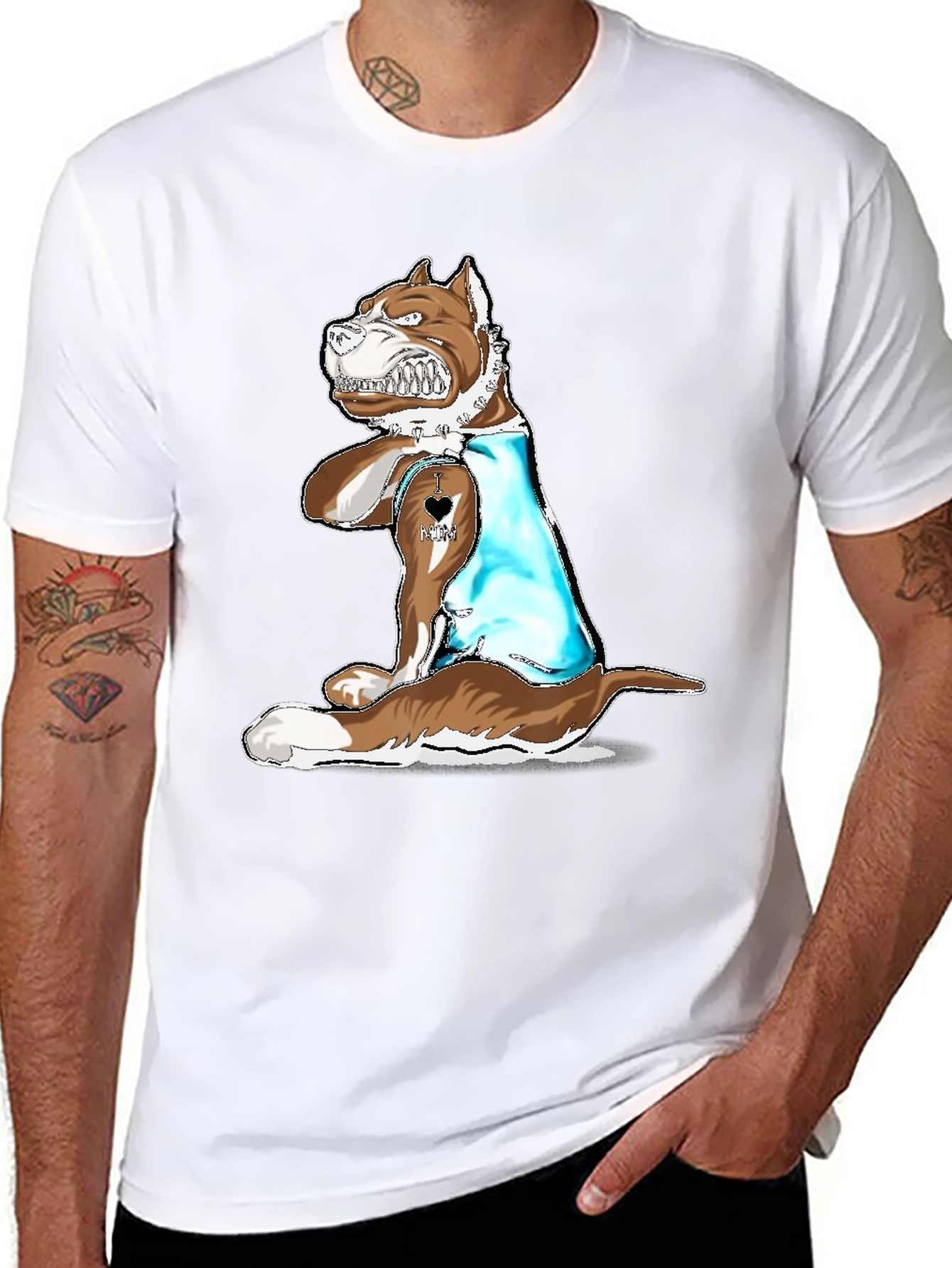 Dog Lover T-Shirt - I Love Mom Tattoo