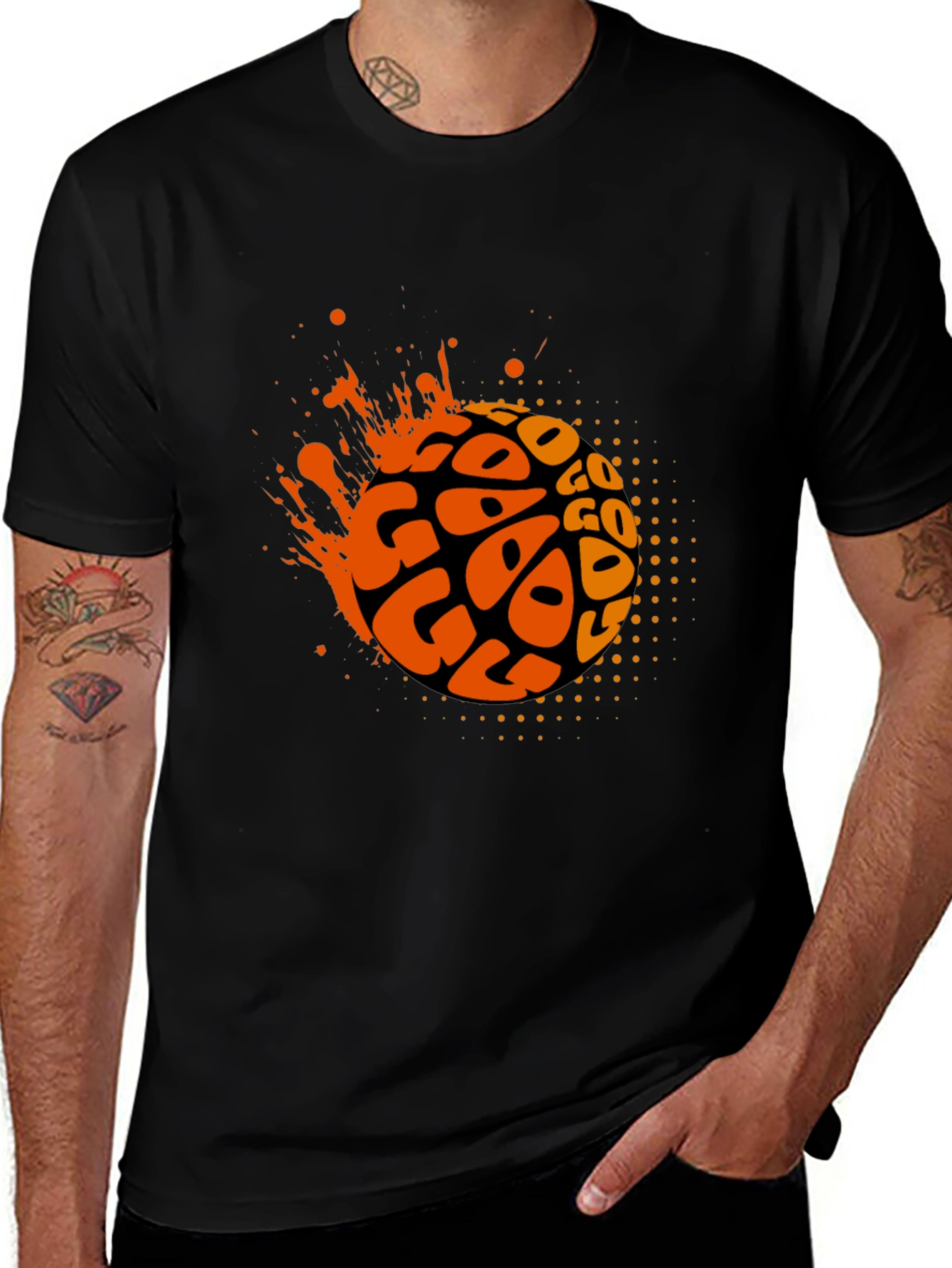 Stylish Black GO Graphic Tee for Men