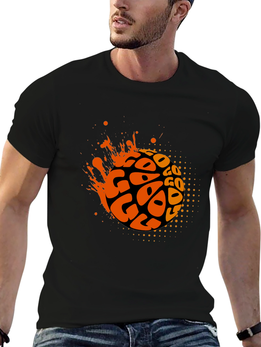 Stylish Black GO Graphic Tee for Men