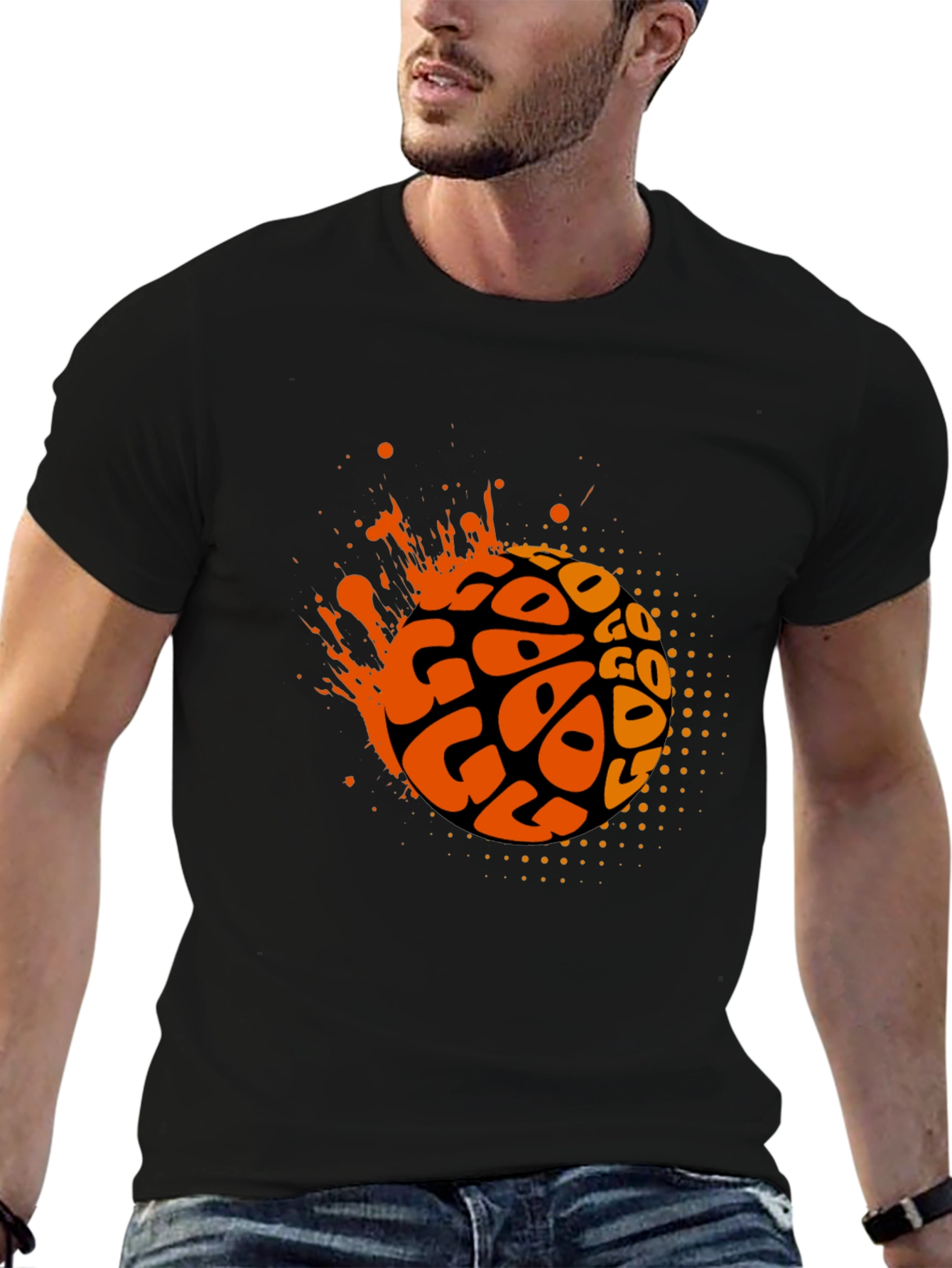 Stylish Black GO Graphic Tee for Men